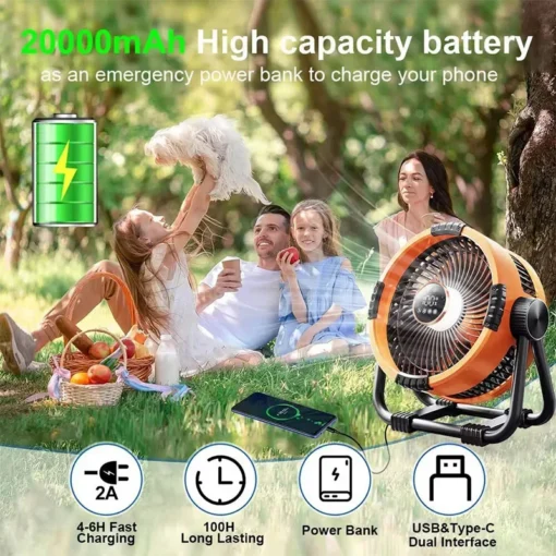 Mini Air Cooler Camping Fan Rechargeable Intelligent Remote Control With Night Light 20000mahcirculator Cooling Power Bank Room – Image 6