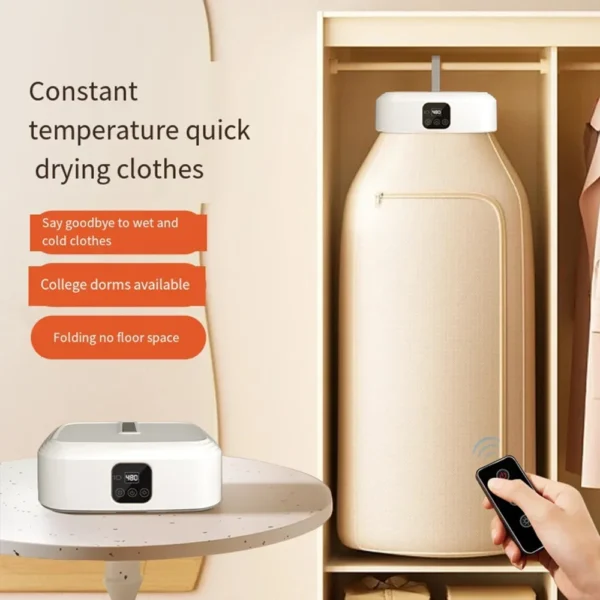 Sèche-linge portable, sèche-linge portable pour appartements, maison, voyages, camping-cars, mini sèche-linge électrique compact et pliable avec sac de séchage – Image 2
