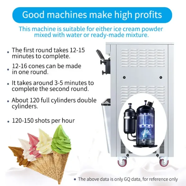 Machine à crème glacée commerciale à 3 saveurs, machine à glace italienne et yaourt glacé en vente – Image 4