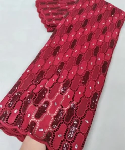 Alternative view of Vente Chaude Tissu en Dentelle Nigériane en Chiffon Cordonné 2024, Dentelle de Haute Qualité avec Pierres Blanches, Tissus Africains de Luxe, 5 Mètres pour Robe.