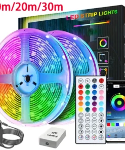 Bandes LED pour chambre avec synchronisation musicale, ruban LED RGB 10m, 20m, 30m flexible pour décoration de chambre, éclairage d'ambiance et rétroéclairage de TV