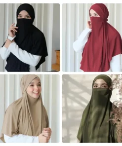 Grand Foulard Uni Ethnique Musulman pour Femmes, Hijab Islamique, Turban Instantané Arabe