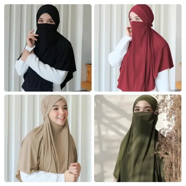 Grand Foulard Uni Ethnique Musulman pour Femmes, Hijab Islamique, Turban Instantané Arabe