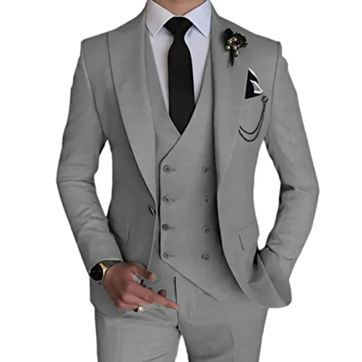 Nouveauté Homme Loisirs Boutique Affaires Costume Uni pour Mariage, comprenant Manteau, Pantalon, Gilet en Ensemble de 3 Pièces, Blazer Robe, Veste, et Pantalon. – Image 2