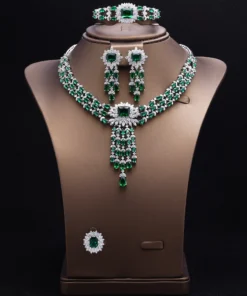 Alternative view of Ensembles Complet de Bijoux pour Femmes, 4 Pièces de Luxe, Colliers de Mariage en Cristal CZ de Dubaï et du Nigéria, Spécial Fêtes.