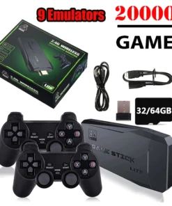 Console de jeu vidéo 4K avec manette sans fil, gamepad avec plus de 20 000 jeux intégrés, 64G, console rétro portable, stick de jeu HD pour TV