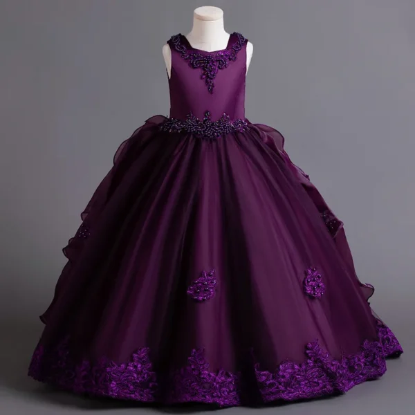 Nouvelle robe de fête de fille élégante magnifique robe de bal grande robe collective de fête de remise des diplômes de 4 à 12 ans robe princesse Halloween – Image 5