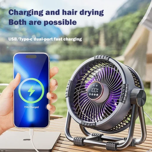 Mini Air Cooler Camping Fan Rechargeable Intelligent Remote Control With Night Light 20000mahcirculator Cooling Power Bank Room – Image 2