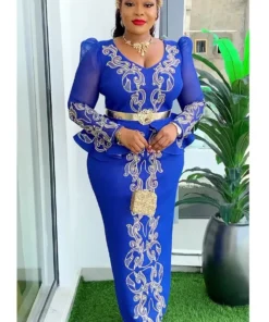 Alternative view of Robes Africaines Élégantes pour Femmes 2024 : Nouveaux Vêtements Africains Grande Taille, Tenue de Mariage Turque, Robe Longue de Soirée Dashiki, Ensembles Ankara et Robe