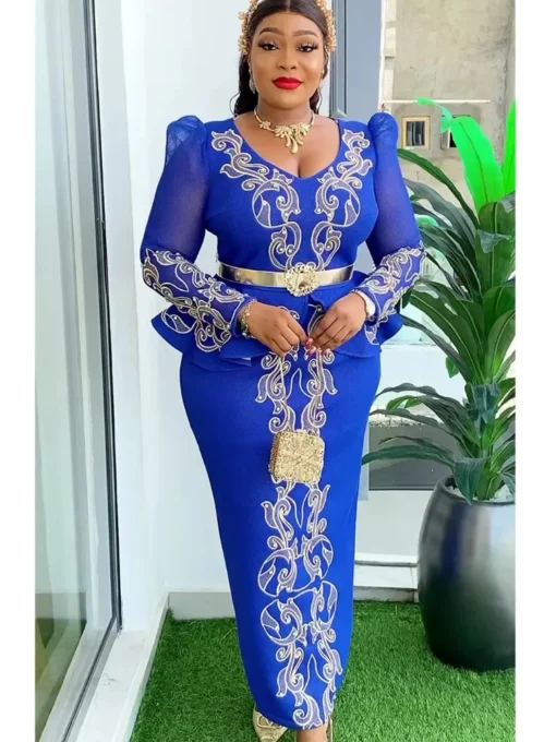 Robes Africaines Élégantes pour Femmes 2024 : Nouveaux Vêtements Africains Grande Taille, Tenue de Mariage Turque, Robe Longue de Soirée Dashiki, Ensembles Ankara et Robe – Image 2