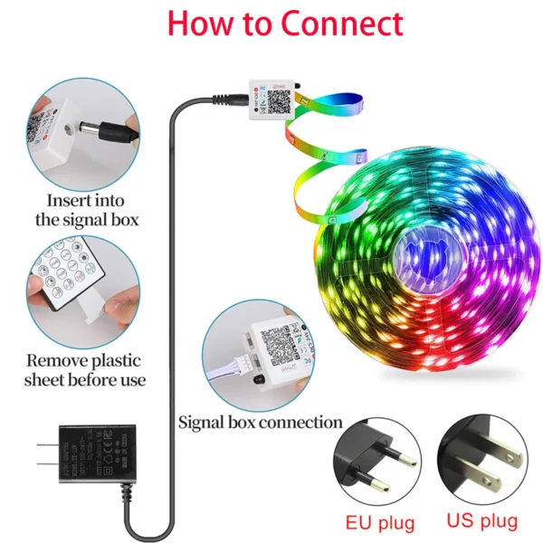Bandes LED pour chambre avec synchronisation musicale, ruban LED RGB 10m, 20m, 30m flexible pour décoration de chambre, éclairage d'ambiance et rétroéclairage de TV – Image 5