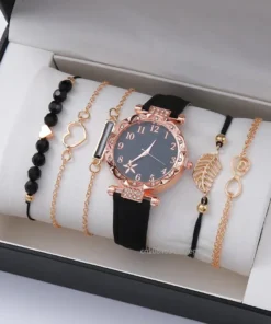 Alternative view of 6PCS Set Watch For Women Luxury Leather Analog Ladies Quartz Wrist Watch Fashion Bracelet Watch Set Female Relogio Feminino