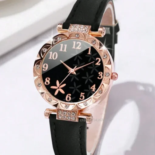 6PCS Set Watch For Women Luxury Leather Analog Ladies Quartz Wrist Watch Fashion Bracelet Watch Set Female Relogio Feminino – Image 5