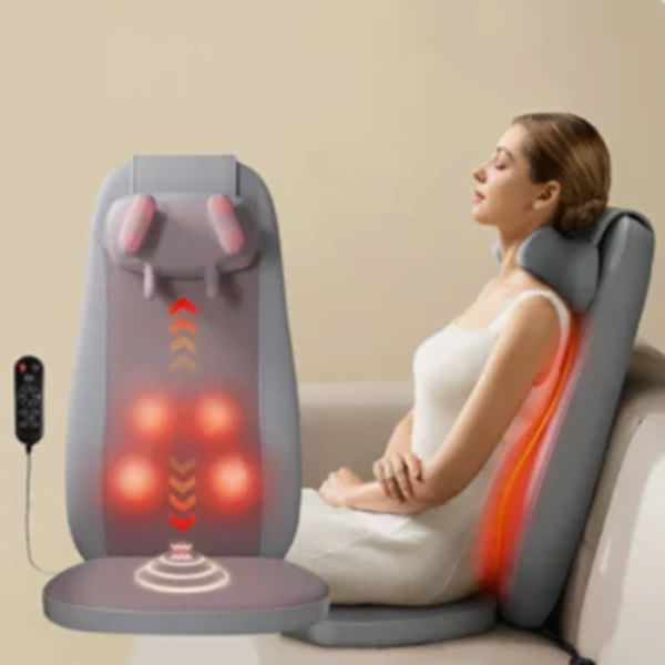 Coussin de siège massant électrique pour le dos, vibrant, avec massage cervical, pétrissage chauffant pour détente à la maison ou au bureau
