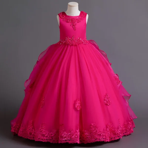 Nouvelle robe de fête de fille élégante magnifique robe de bal grande robe collective de fête de remise des diplômes de 4 à 12 ans robe princesse Halloween – Image 4