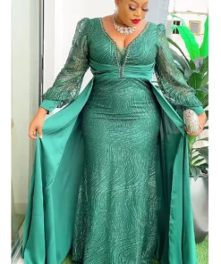 Alternative view of Robes africaines pour femmes, nouvelle mode grande taille. Robe longue de soirée en sequins pour fêtes, dashiki, tenues Ankara, vêtements africains
