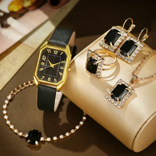 6/5/1PCS Luxury Fashion Square Women's Watches Brand Ladies Quartz Wristwatch Jewelry Set Classic Simple Femme Relogio Feminino – Image 3