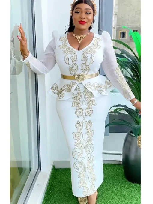 Robes Africaines Élégantes pour Femmes 2024 : Nouveaux Vêtements Africains Grande Taille, Tenue de Mariage Turque, Robe Longue de Soirée Dashiki, Ensembles Ankara et Robe – Image 5