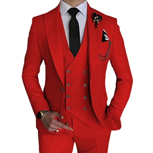 Nouveauté Homme Loisirs Boutique Affaires Costume Uni pour Mariage, comprenant Manteau, Pantalon, Gilet en Ensemble de 3 Pièces, Blazer Robe, Veste, et Pantalon. – Image 4