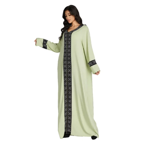 Grande taille 2024 Caftan traditionnel en coton, robe marocaine de plage ou maison, dashiki, abaya à manches courtes, robe de couverture africaine pour femmes – Image 4