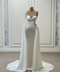 Luxury Wedding Dress Sweethear Neck With Pearls Beads Sequins Custom Lace-Up Or Zipper Satin Mermaid Bridal Gowns Evening Dress