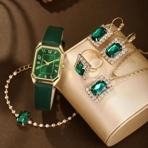 6/5/1PCS Luxury Fashion Square Women's Watches Brand Ladies Quartz Wristwatch Jewelry Set Classic Simple Femme Relogio Feminino – Image 4