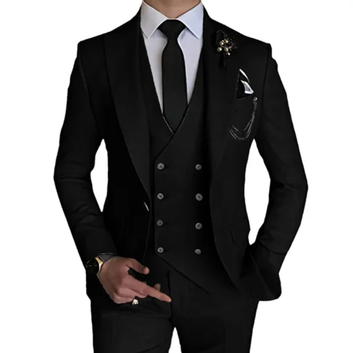 Nouveauté Homme Loisirs Boutique Affaires Costume Uni pour Mariage, comprenant Manteau, Pantalon, Gilet en Ensemble de 3 Pièces, Blazer Robe, Veste, et Pantalon. – Image 6