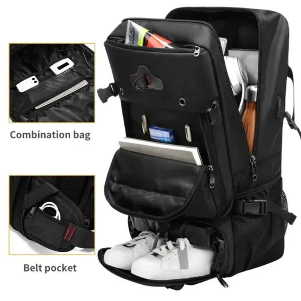 Men 35/50/60/80L Travel Backpack Laptop Business Dual Use Backpack Expandable USB Port Bag Large Capacity Waterproof Backpack – Image 2