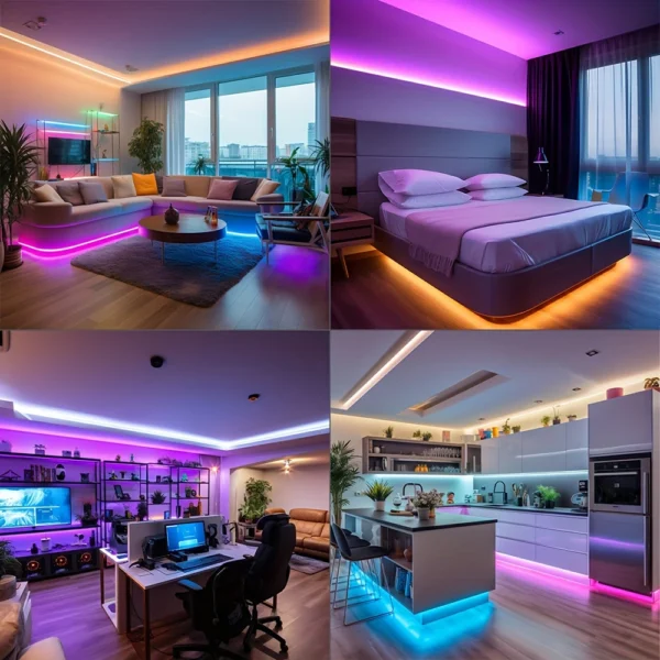 Bandes LED pour chambre avec synchronisation musicale, ruban LED RGB 10m, 20m, 30m flexible pour décoration de chambre, éclairage d'ambiance et rétroéclairage de TV – Image 6