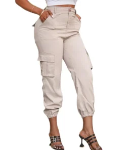 Alternative view of Pantalon Femme Cargo Décontracté Taille Haute avec Poches