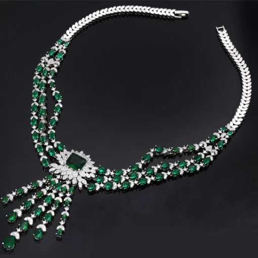 Ensembles Complet de Bijoux pour Femmes, 4 Pièces de Luxe, Colliers de Mariage en Cristal CZ de Dubaï et du Nigéria, Spécial Fêtes. – Image 3