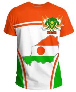 Alternative view of T-shirt graphique avec carte et drapeau du Niger, manches courtes pour garçons d'Afrique. T-shirt décontracté avec écusson, emblème national, pour hommes et enfants
