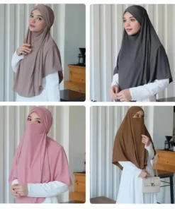 Alternative view of Grand Foulard Uni Ethnique Musulman pour Femmes, Hijab Islamique, Turban Instantané Arabe