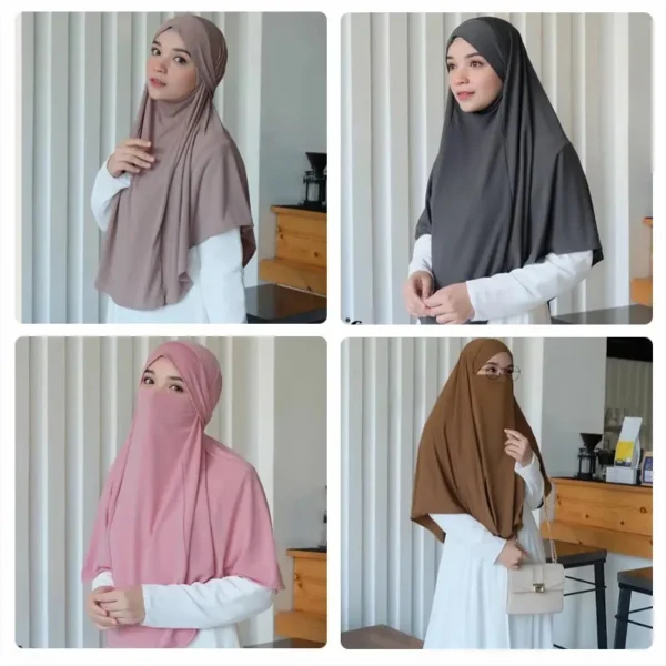 Grand Foulard Uni Ethnique Musulman pour Femmes, Hijab Islamique, Turban Instantané Arabe – Image 2