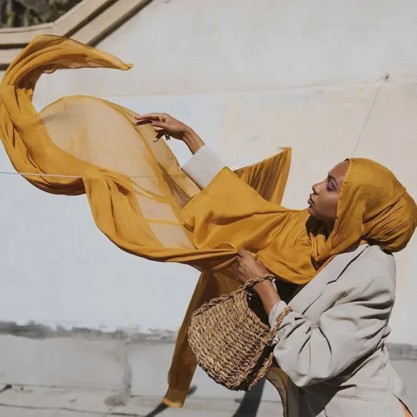 Écharpe à Bords à Double Couture en Coton Modal Uni pour Femmes Musulmanes, Doux et Léger Châle en Rayonne, Hijab 185x85cm – Image 3