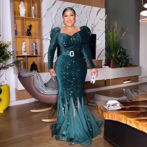 Nouvelle collection de robes de soirée de luxe. Robes africaines de fête en sequins et en maille, élégante robe sirène pour femmes africaines – Image 5