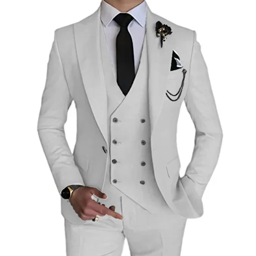 Nouveauté Homme Loisirs Boutique Affaires Costume Uni pour Mariage, comprenant Manteau, Pantalon, Gilet en Ensemble de 3 Pièces, Blazer Robe, Veste, et Pantalon. – Image 5