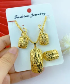 Dubai 24k Gold Color Necklace Sets for Women Ethiopian African Bridal Pendant Jewelry Set Indian Jewellery Party Gifts