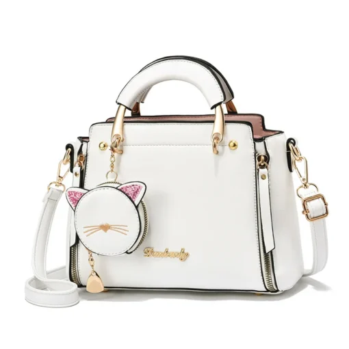 Women's Versatile Liberal Shoulder Messenger Bag Cat Ornament New Trendy Fashion Women's Handbag Haifei 25X10X19CM – Image 5