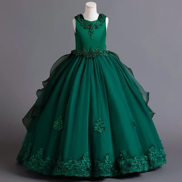 Nouvelle robe de fête de fille élégante magnifique robe de bal grande robe collective de fête de remise des diplômes de 4 à 12 ans robe princesse Halloween – Image 3